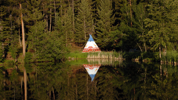 Tipi in a Montana Lake.
