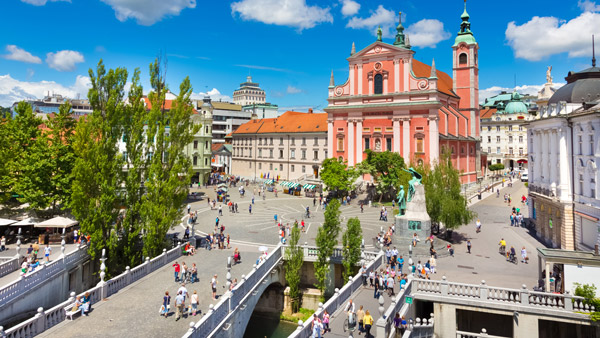 Preseren square in Ljubljana, Slovenia.